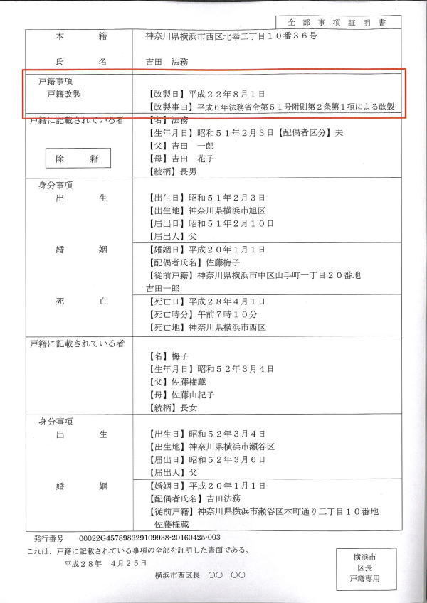 謄本 戸籍 郵送 市 横浜